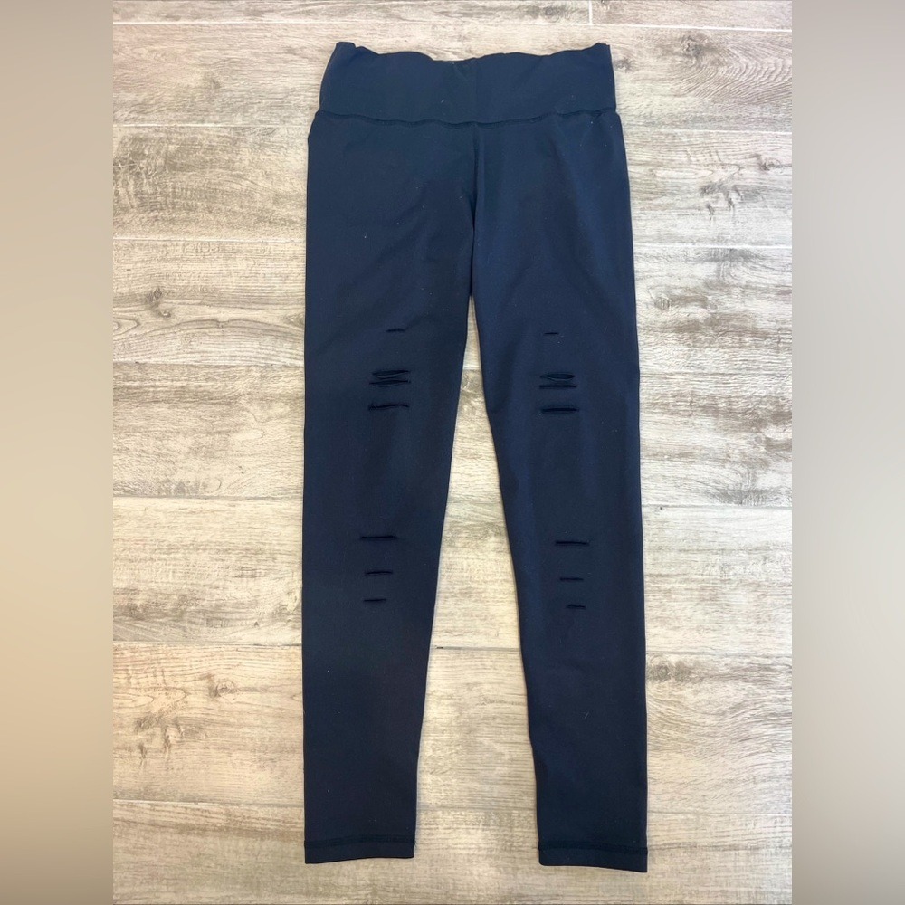 The Barbell Cartel Leggings Women Sz Large Black Yoga Gym Activewear‎ Distressed